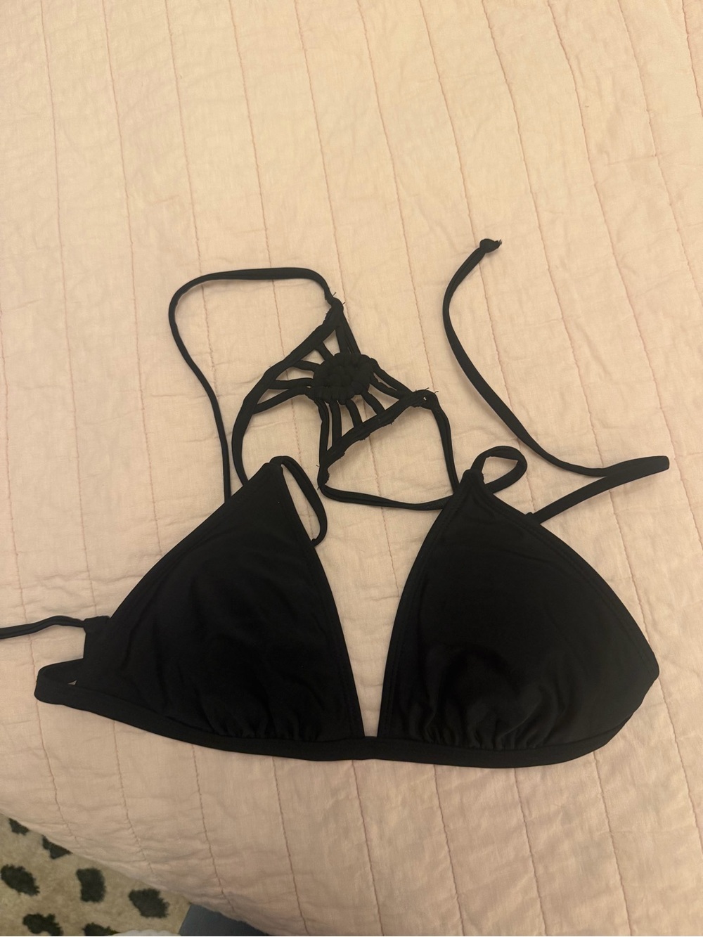 Xhilaration Black Triangle Bikini Top with Strappy Back